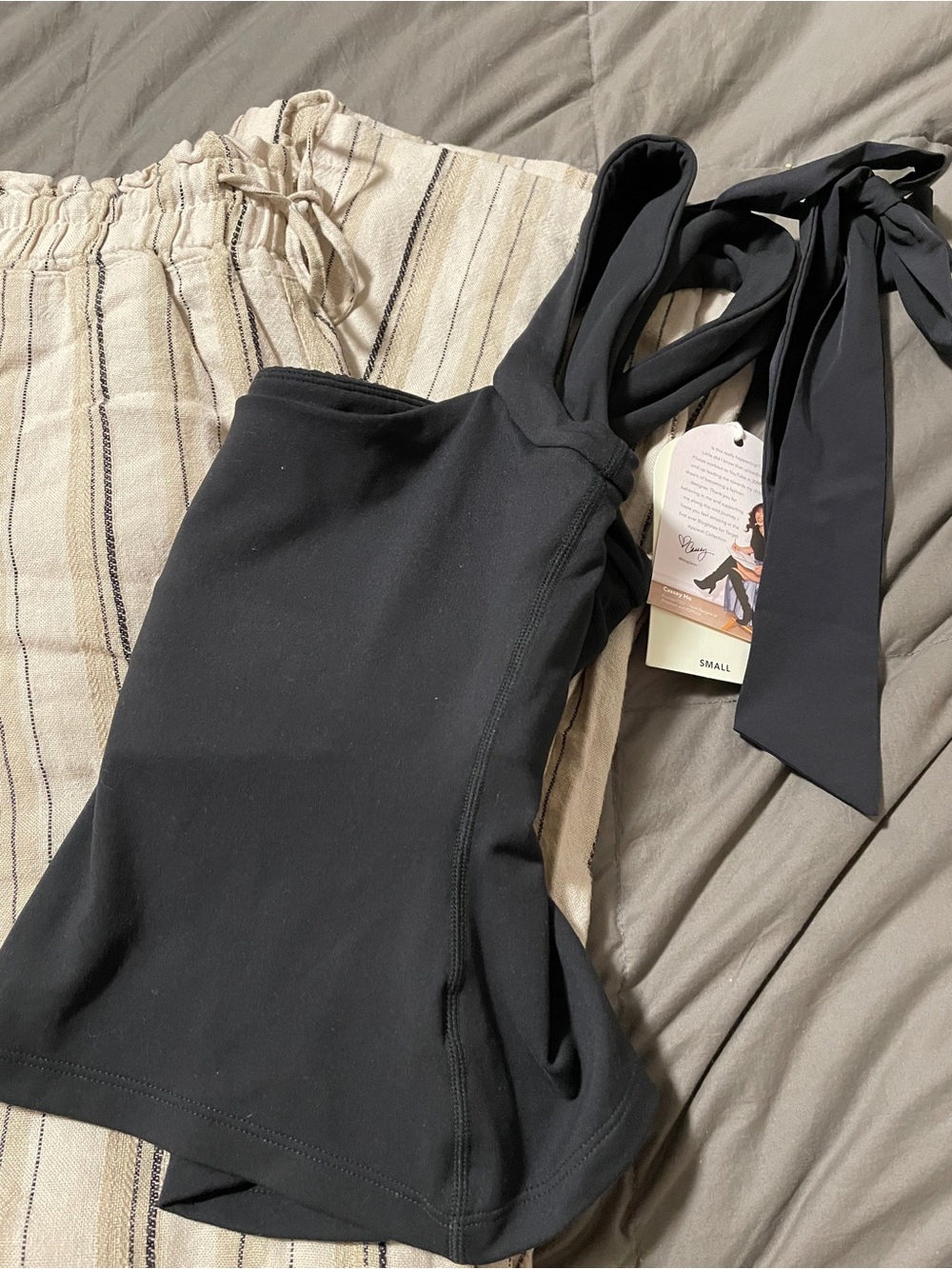 New Blogilates Black Tie-Strap Tank Top size S/Womens Love Tree linen pants - Picture 2 of 12
